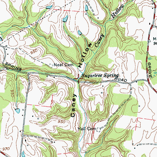 Topographic Map of Sugartree Spring, TN