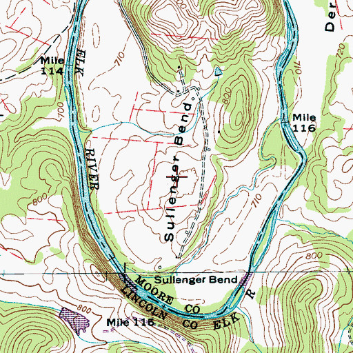 Topographic Map of Sullenger Bend, TN