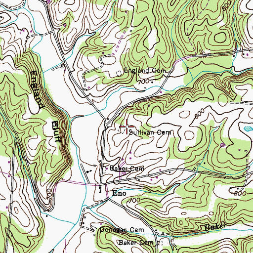 Topographic Map of Sullivan Cemetery, TN