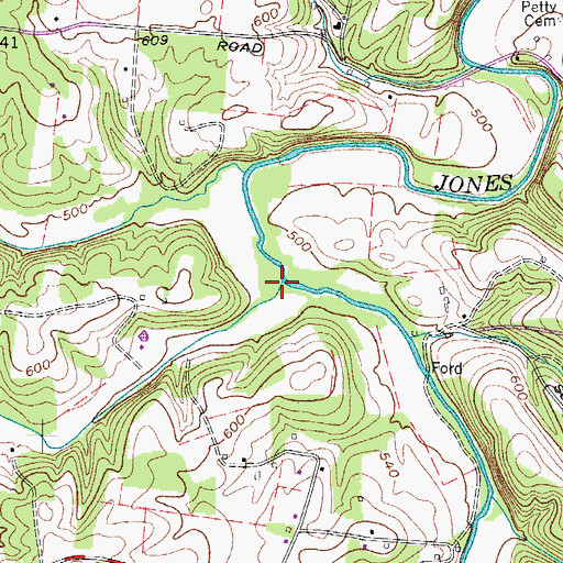 Topographic Map of Sulphur Fork Creek, TN