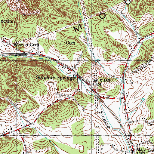 Topographic Map of Sulphur Springs, TN