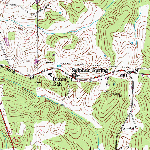 Topographic Map of Sulphur Spring Church, TN