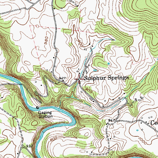 Topographic Map of Sulphur Springs, TN
