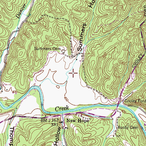 Topographic Map of Summers Hollow, TN
