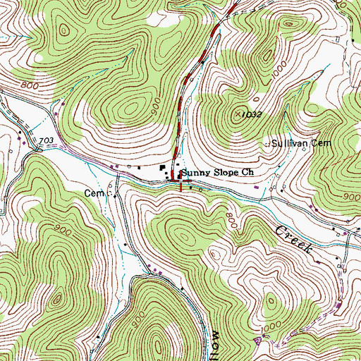 Topographic Map of Sunny Slope Church, TN