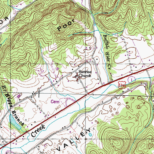 Topographic Map of Sunrise Church, TN
