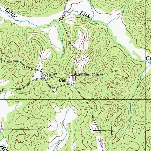 Topographic Map of Suttles Chapel, TN