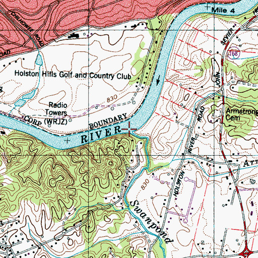 Topographic Map of Swanpond Creek, TN