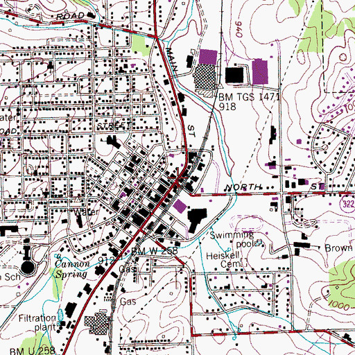 Topographic Map of Sweetwater, TN