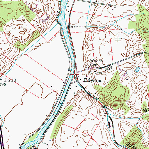 Topographic Map of Sweetwater Creek, TN