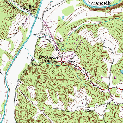 Topographic Map of Sycamore Chapel, TN