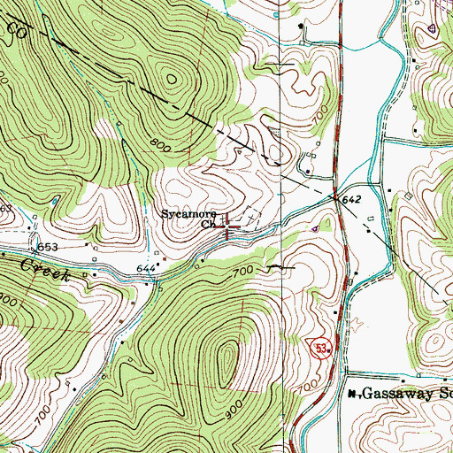 Topographic Map of Sycamore Baptist Church, TN