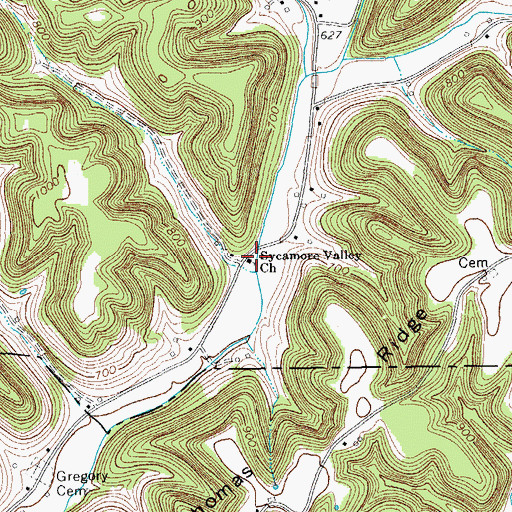 Topographic Map of Sycamore Valley Church, TN