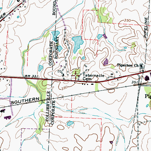 Topographic Map of Tabernacle Cemetery, TN