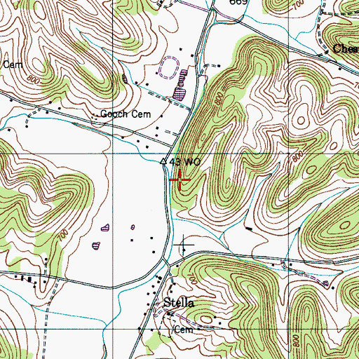Topographic Map of Tackets Branch, TN