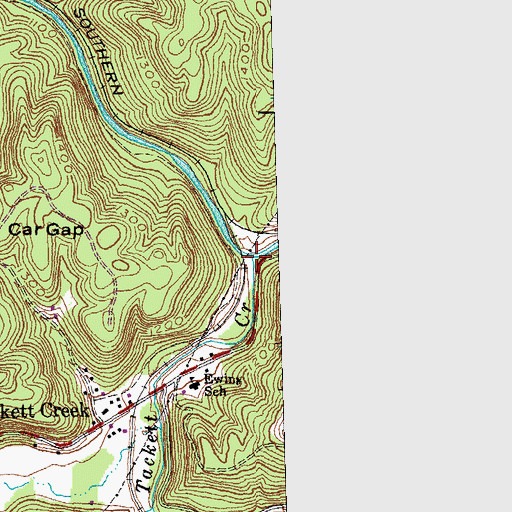 Topographic Map of Tackett Creek, TN