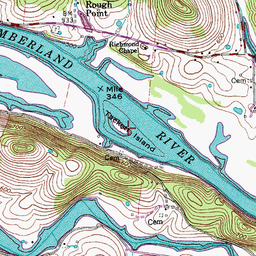 Topographic Map of Tackett Island, TN