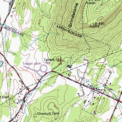 Topographic Map of Tallant Church, TN
