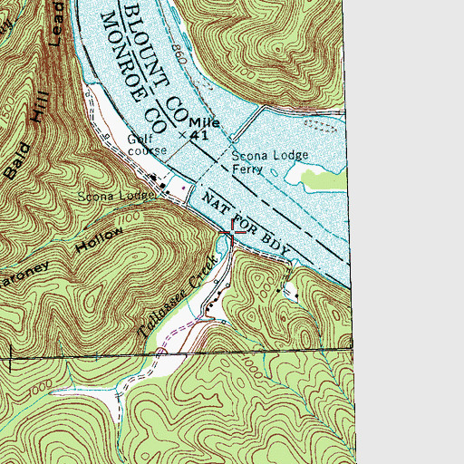 Topographic Map of Tallasee Creek, TN