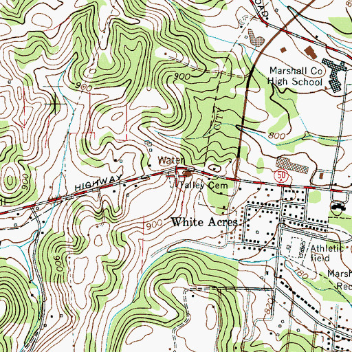 Topographic Map of Talley Cemetery, TN