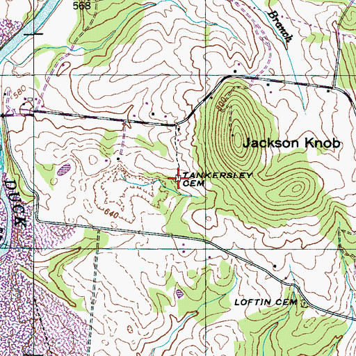 Topographic Map of Tankersley Cemetery, TN