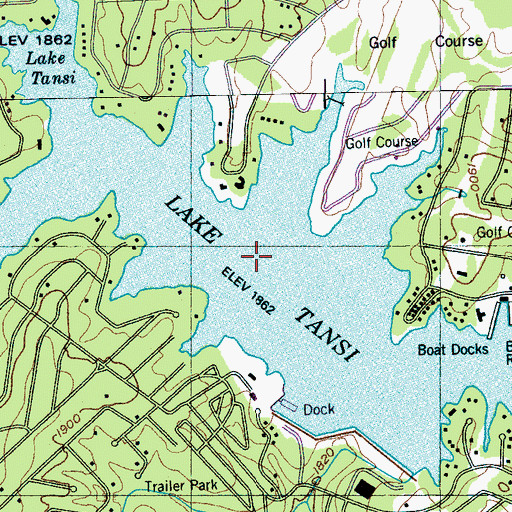 Topographic Map of Lake Tansi, TN