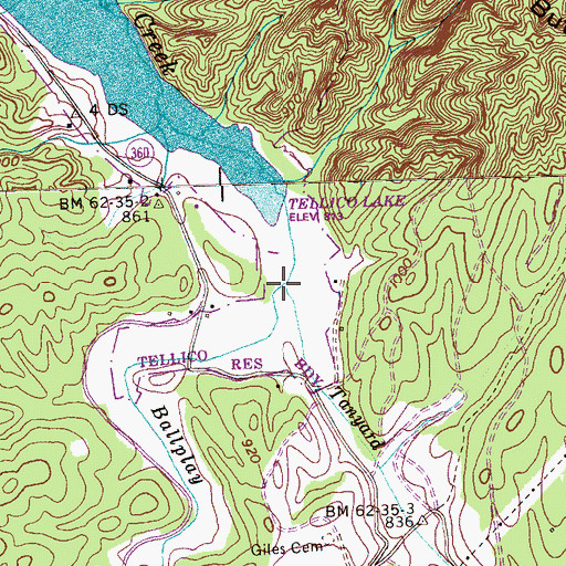 Topographic Map of Tanyard Branch, TN