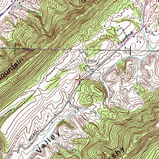 Topographic Map of Tarpine Valley, TN