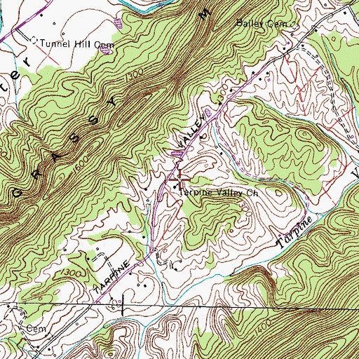 Topographic Map of Tarpine Valley Church, TN
