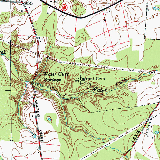 Topographic Map of Tarrant Cemetery, TN