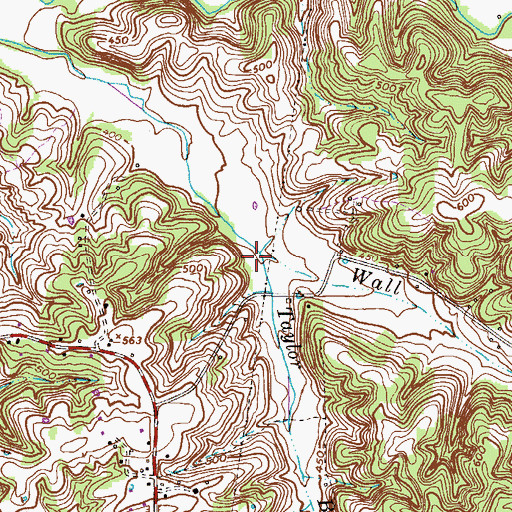 Topographic Map of Taylor Branch, TN