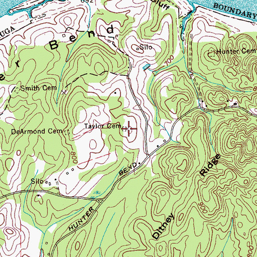 Topographic Map of Taylor Cemetery, TN