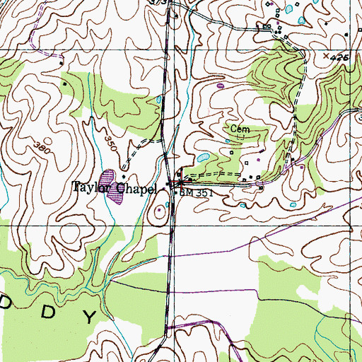 Topographic Map of Taylor Chapel, TN