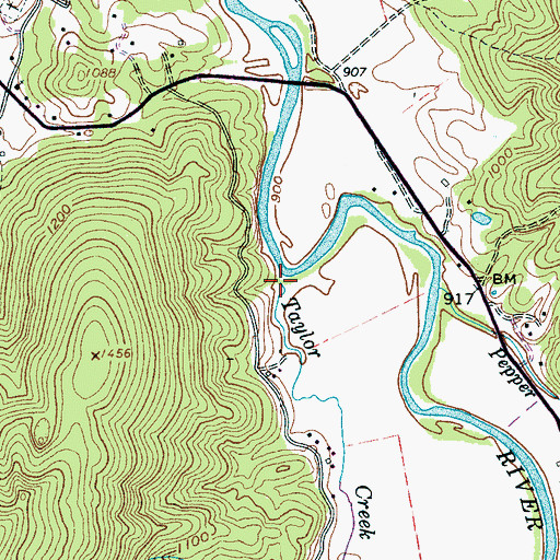 Topographic Map of Taylor Creek, TN