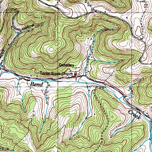 Topographic Map of Taylor Grove Church, TN