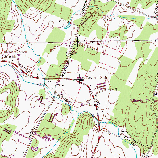 Topographic Map of Taylor School, TN