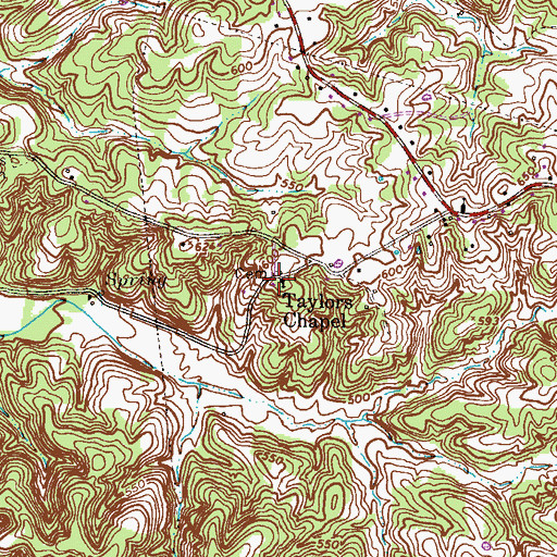 Topographic Map of Taylors Chapel, TN