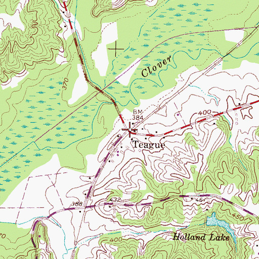 Topographic Map of Teague, TN
