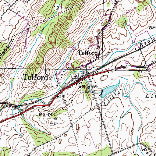 Topographic Map of Telford, TN