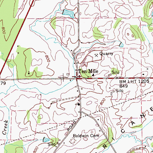 Topographic Map of Ten Mile, TN