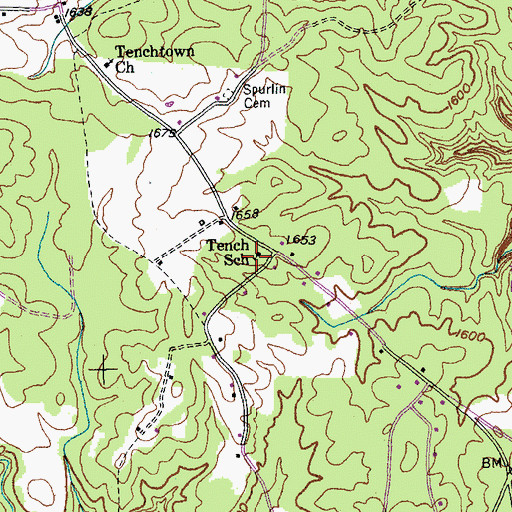 Topographic Map of Tench School, TN