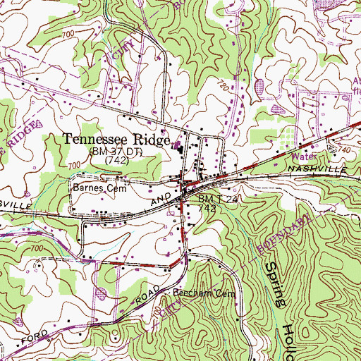 Topographic Map of Tennessee Ridge, TN