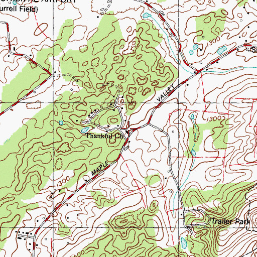 Topographic Map of Thankful Church, TN