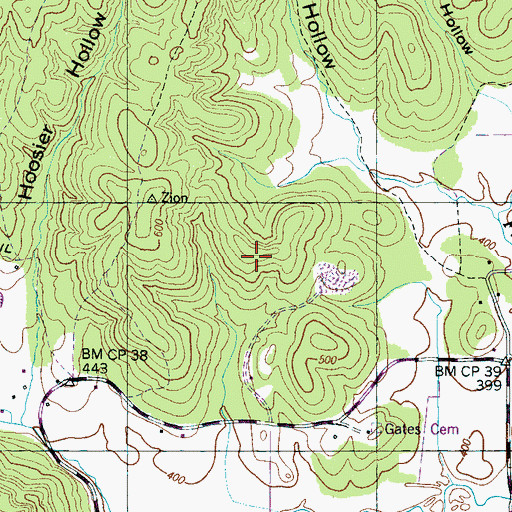 Topographic Map of The Coalings, TN