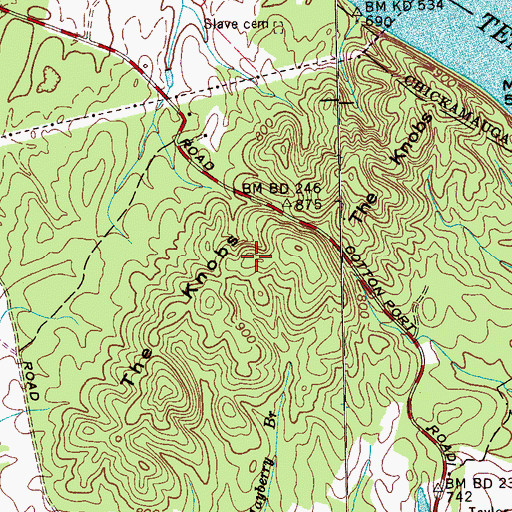 Topographic Map of The Knobs, TN