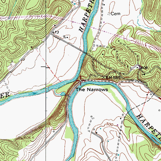 Topographic Map of The Narrows, TN