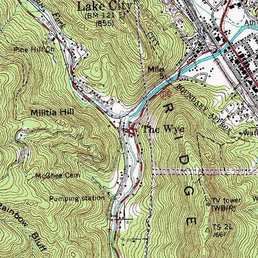 Topographic Map of The Wye, TN