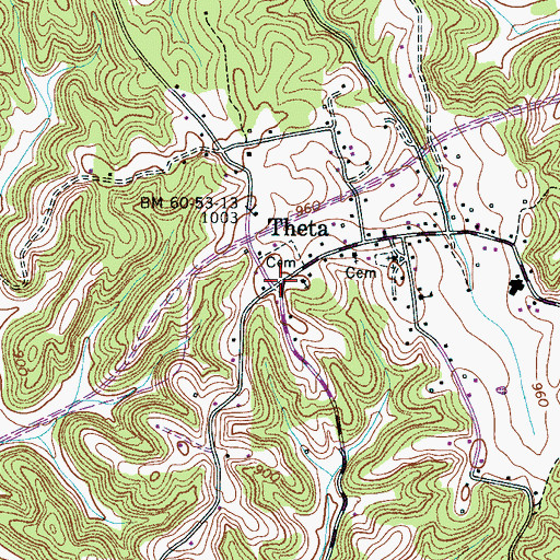 Topographic Map of Theta, TN