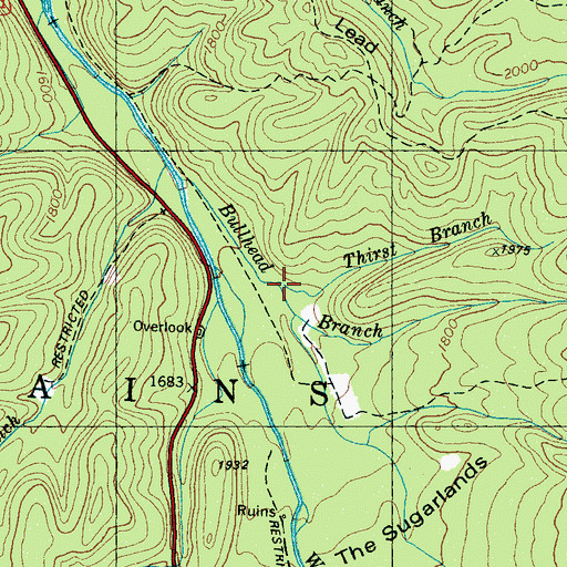 Topographic Map of Thirst Branch, TN