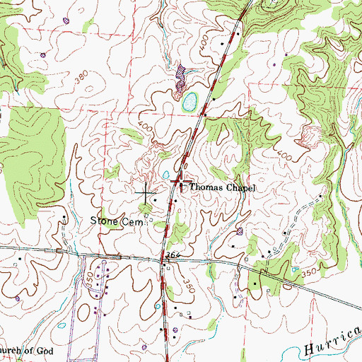 Topographic Map of Thomas Chapel, TN